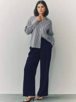 Next Bleu marine - Pantalon ample à dos élastique Clearance