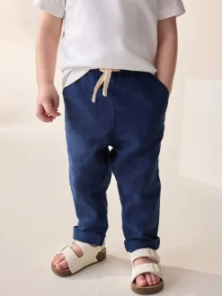 Next Bleu marine - Pantalon en lin Blend à enfiler (3mois-7ans) Sale