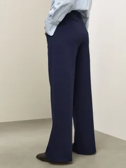 Next Bleu marine - Pantalon large en Ponte avec boutons dorés Outlet