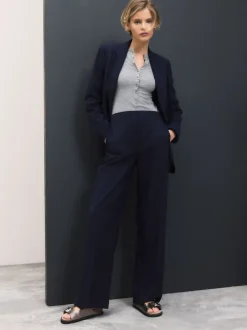 Next Bleu marine - Pantalons Amples habillés en laine Online