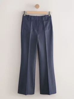 Next Bleu marine - Pantalons Military ajusté évasé en Denim Hot