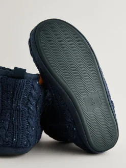 Next Bleu marine - Pantoufles bottines en maille Clearance