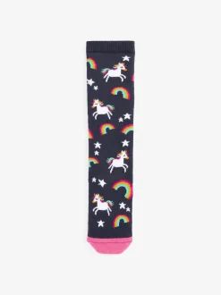 Next Bleu marine - Paquet de 2 chaussettes thermales à la licorne en coton riche Best