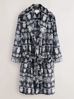 Next Bleu marine - Peignoir de Noël Hamish The Highland Cow assorti à motif Fair Isle Sale