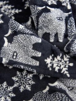 Next Bleu marine - Peignoir de Noël Hamish The Highland Cow assorti à motif Fair Isle Sale