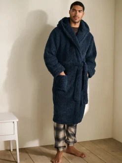 Next Bleu marine - Peignoir imitation peau de mouton Discount