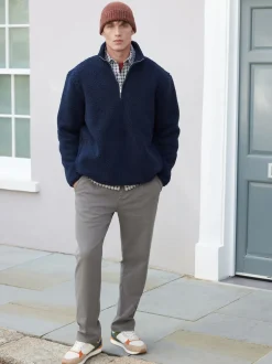 Next Bleu marine - Polaire en peau de mouton à col zippé New