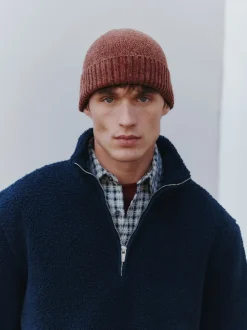 Next Bleu marine - Polaire en peau de mouton à col zippé New