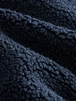 Next Bleu marine - Polaire en peau de mouton à col zippé New