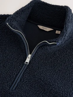 Next Bleu marine - Polaire en peau de mouton à col zippé New