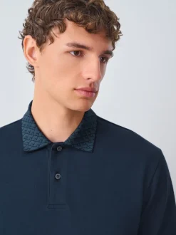 Next - Polo à col intelligent Manches courtes Bleu marine Outlet