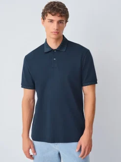 Next - Polo à col intelligent Manches courtes Bleu marine Outlet