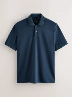Next - Polo à col intelligent Manches courtes Bleu marine Outlet