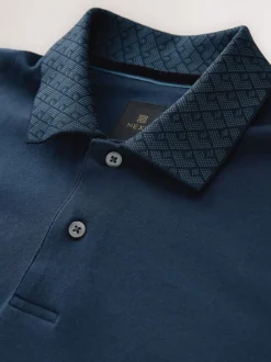 Next - Polo à col intelligent Manches courtes Bleu marine Outlet