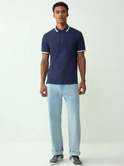 Next - Polo coupe classique à manches courtes et liserés Bleu marine