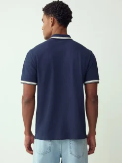 Next - Polo coupe classique à manches courtes et liserés Bleu marine