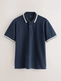 Next - Polo coupe classique à manches courtes et liserés Bleu marine
