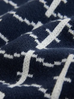 Next Bleu marine - Polo décontracté en maille à manches courtes et motif géométrique Outlet