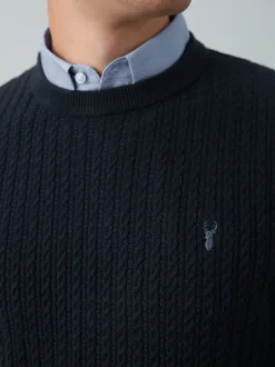 Next Bleu marine - Pull chemise torsadé court coupe classique