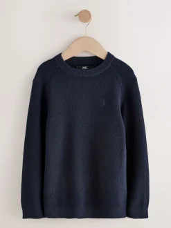 Next - Pull en maille col rond en coton (3-16ans) Bleu marine Online