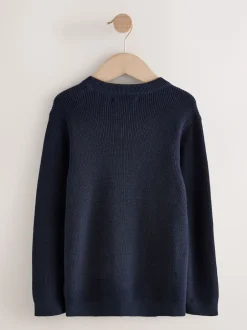 Next - Pull en maille col rond en coton (3-16ans) Bleu marine Online
