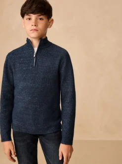 Next Bleu marine - Pull en maille à col zippé (3-16 ans) Sale
