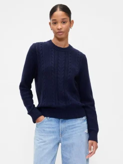 Gap Bleu marine - Pull en maille torsadée de coton Outlet
