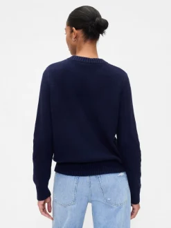 Gap Bleu marine - Pull en maille torsadée de coton Outlet