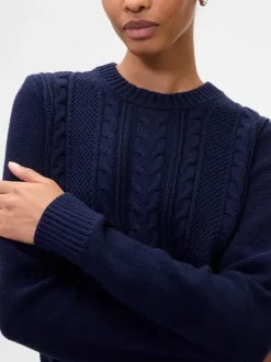 Gap Bleu marine - Pull en maille torsadée de coton Outlet