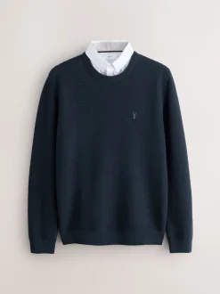 Next Bleu marine - Pull Oxford texturé coupe classique Hot