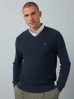 Next Bleu marine - Pull Oxford texturé coupe classique New