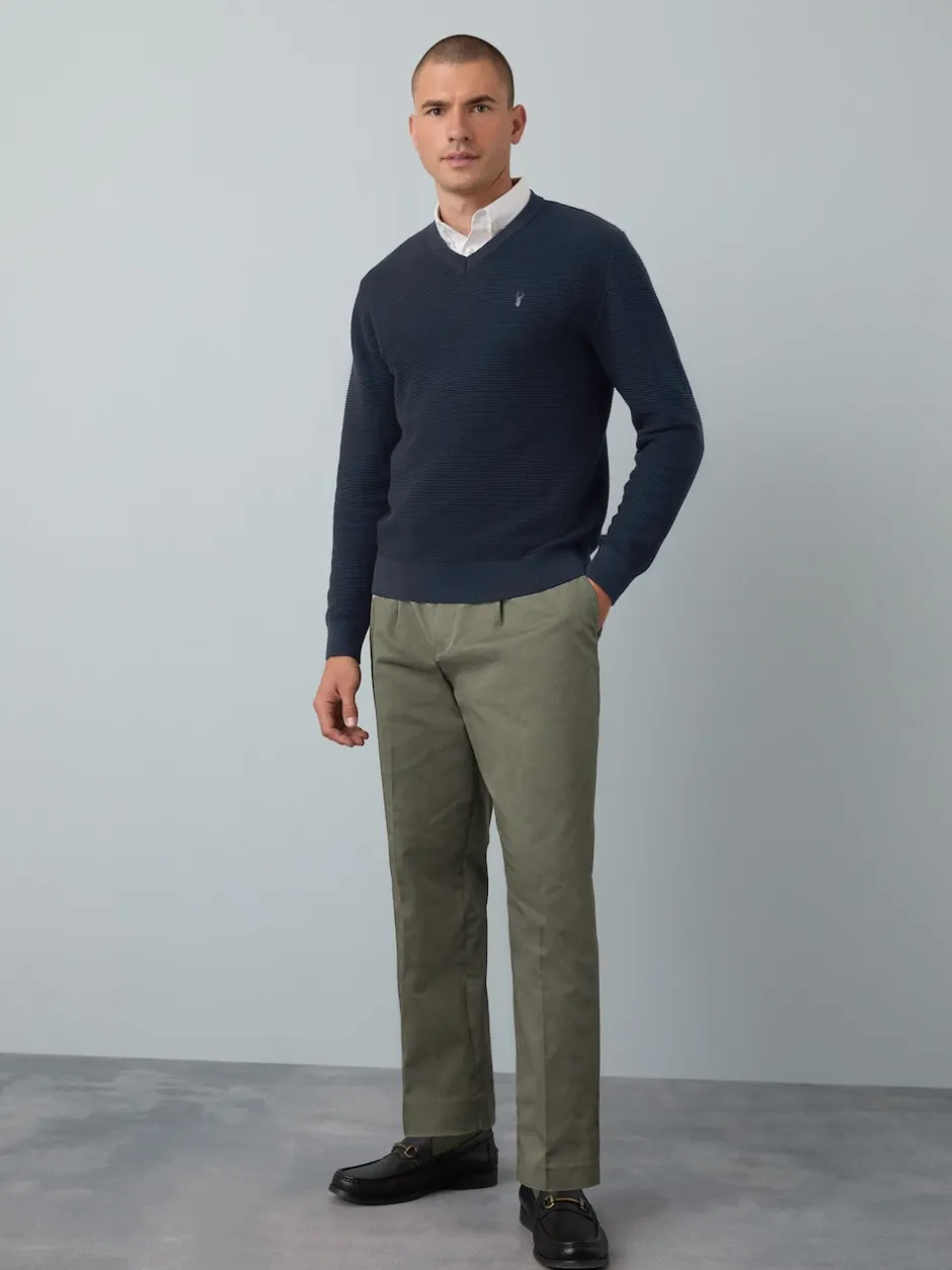 Next Bleu marine - Pull Oxford texturé coupe classique New