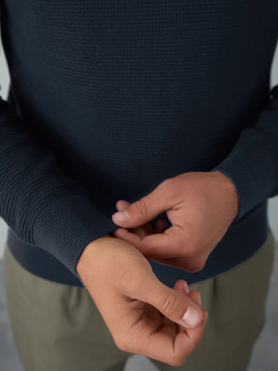 Next Bleu marine - Pull Oxford texturé coupe classique New