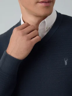 Next Bleu marine - Pull Oxford texturé coupe classique New