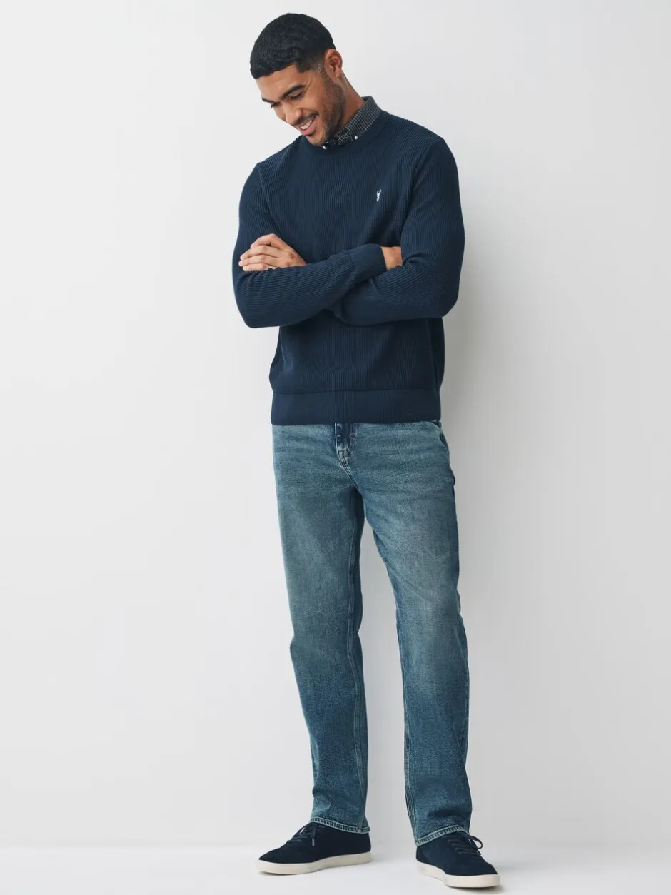 Next Bleu marine - Pulls Coupe classique côtelé à Texture simulée