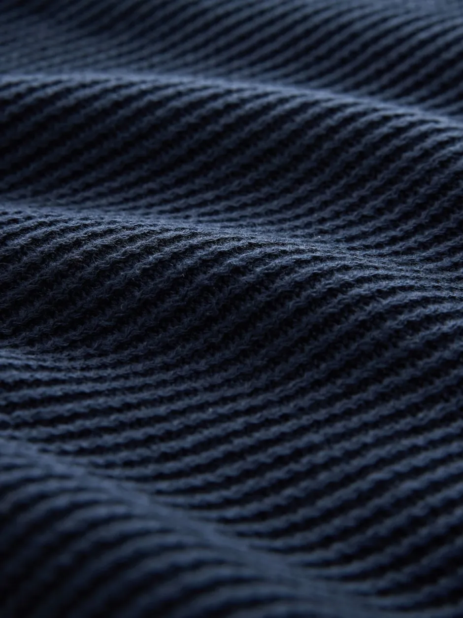 Next Bleu marine - Pulls Coupe classique côtelé à Texture simulée