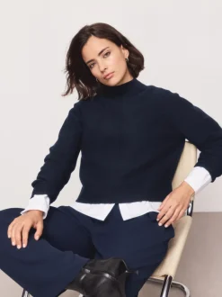 Next Bleu marine - Pulls ultra-doux à Col montant avec coutures Outlet