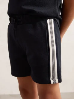 Reiss Bleu marine - Short Terry texturé à bandes latérales Discount