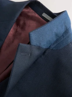 Next - Slim Fit (Slim Fit) - Veste de costume texturée Bleu marine Discount