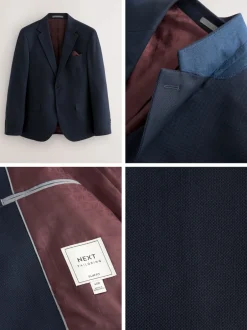 Next - Slim Fit (Slim Fit) - Veste de costume texturée Bleu marine Discount