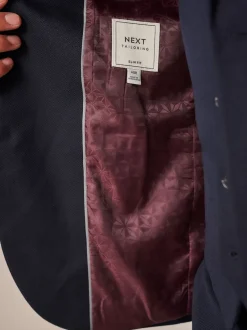 Next - Slim Fit (Slim Fit) - Veste de costume texturée Bleu marine Discount