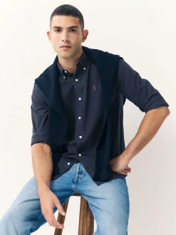 Next - Slim Fit (Slim Fit) - Chemise Oxford à manches longues Bleu marine Best