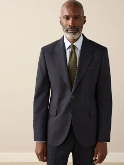 Next Bleu marine - Slim Fit (Slim Fit) - Veste de costume Signature Nova Fides en 100% laine italienne New