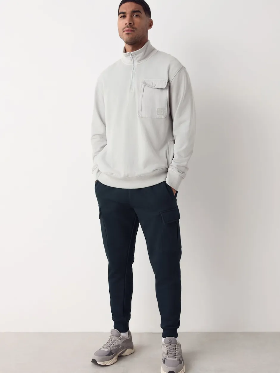 Next Bleu marine - Slim Fit (Slim Fit) - Joggings Cargos Coupe ajustée lourds brossés Outlet