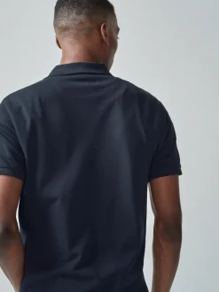 Next - Slim Fit (Slim Fit) - Polo Manches courtes Pique Bleu marine Online