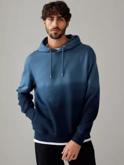 Next Bleu marine - Sweat-shirt à capuche en jersey riche en coton Dip Dye Hot