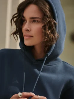 Next - Sweat-shirt à capuche long actif à coutures apparentes ultra-doux avec poches Bleu marine New