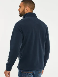 Threadbare Bleu marine - Sweat-shirt en polaire matelassée quart de zip Clearance