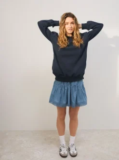 Next - Sweat-shirt long Essentiels coupe décontractée avec poches Bleu marine Clearance