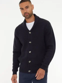 Threadbare Bleu marine - Châle Col tricoté Cardigan New